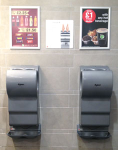 Dyson Airblade AB14 grey installed with driplates at Applegreen