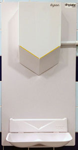 Dyson Airblade HU02 White installed with white driplate at Sprucefield